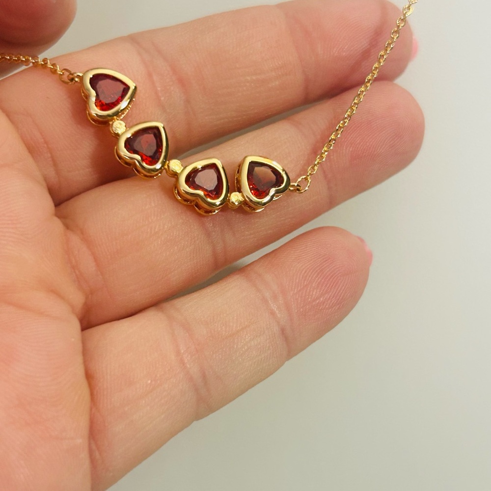 Heart Shaped Clover Magnetic Red & Rose Gold Plated Pendant Necklace - Picture 12 of 12